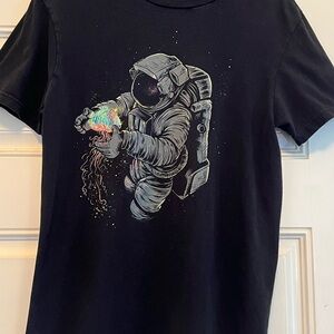 Threadless Astronaut Jellyfish T-Shirt S Black Space Graphic Tee Agus S.